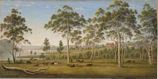 Mr Robinsons house on the Derwent Van Diemens Land Oil Painting by John Glover