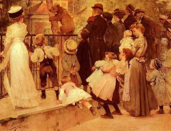 Au Jardin Des Plantes (At the Botanical Gardens) Oil Painting by Henri-Jules-Jean Geoffroy (Geo)