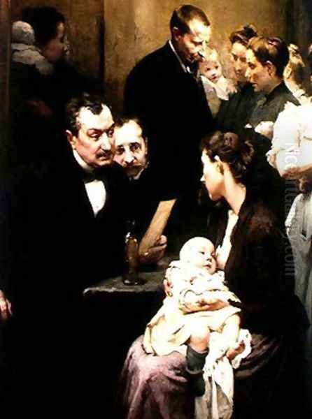 The Drop of Milk in Belleville, Doctor Variot's Surgery, the Consultation Oil Painting by Henri-Jules-Jean Geoffroy (Geo)