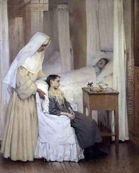 At Notre-Dame du Perpetuel Bon Secours Hospital Oil Painting by Henri-Jules-Jean Geoffroy (Geo)