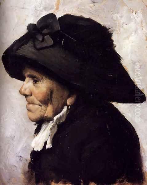 Study Of The Head Of An Old Woman Oil Painting by Henri-Jules-Jean Geoffroy (Geo)