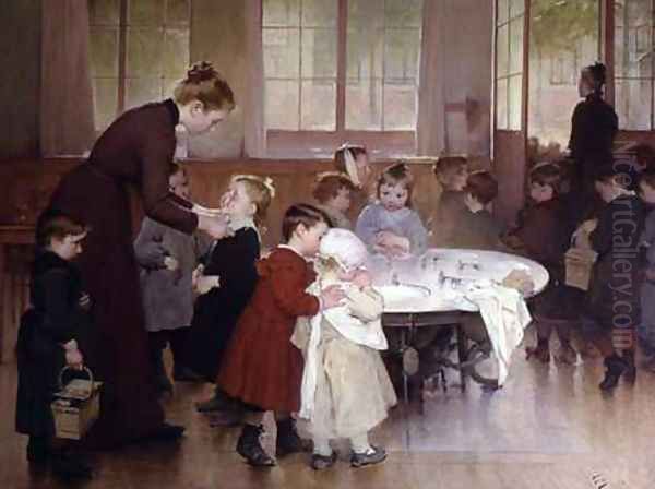 Nursery school Oil Painting by Henri-Jules-Jean Geoffroy (Geo)