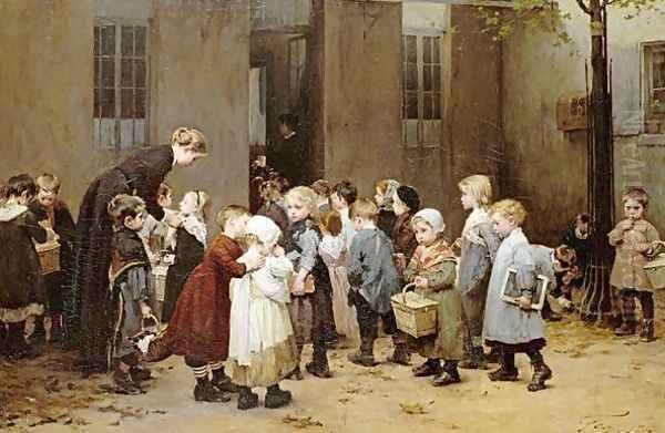 Back To School Oil Painting by Henri-Jules-Jean Geoffroy (Geo)