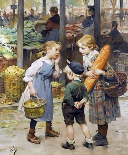 The menageres girls Oil Painting by Henri-Jules-Jean Geoffroy (Geo)