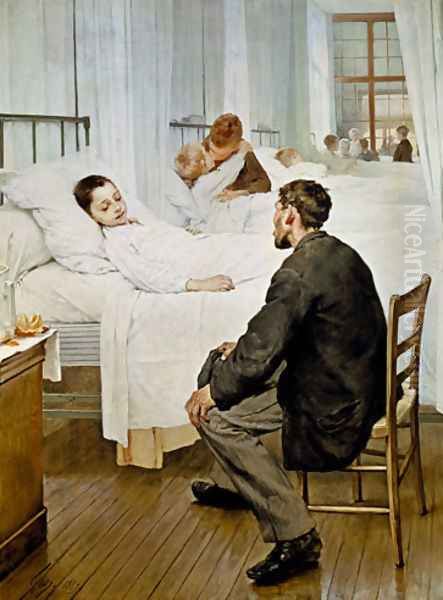 Visiting Day at the Hospital Oil Painting by Henri-Jules-Jean Geoffroy (Geo)