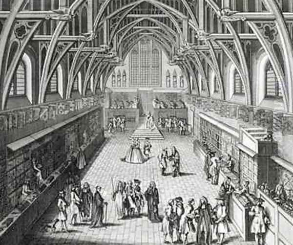 Westminster Hall The First Day of Term A Satirical Poem Oil Painting by Hubert-Francois Gravelot