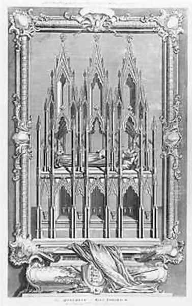 The Monument of Edward II 1284-1327 in Gloucester Cathedral Oil Painting by Hubert-Francois Gravelot