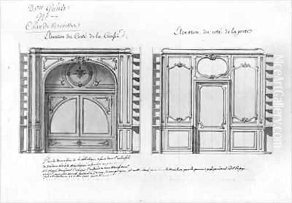 Plan and Elevation of the decoration of the library of Madame Adelaide Oil Painting by Ange-Jacques Gabriel