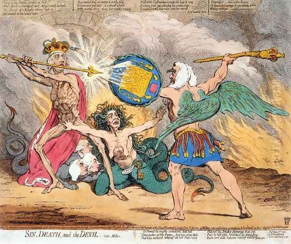 Sin, Death and the Devil 1792 Oil Painting by James Gillray