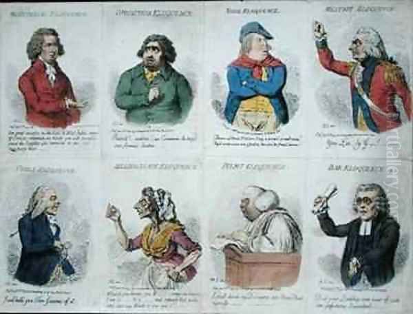 8 vignettes depicting eloquence Oil Painting by James Gillray