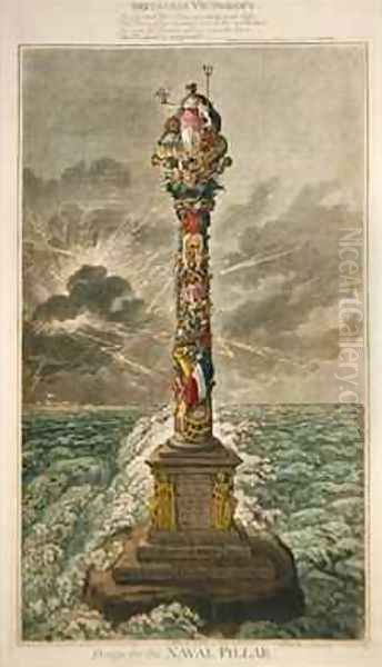 Britannia Victorious Design for the Naval Pillar Oil Painting by James Gillray