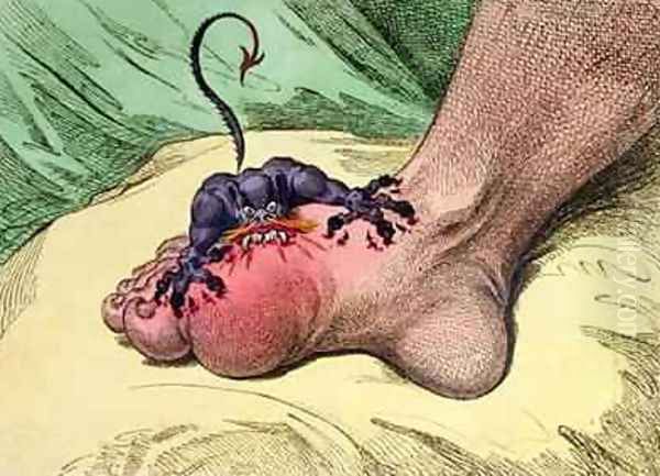 The Gout Oil Painting by James Gillray