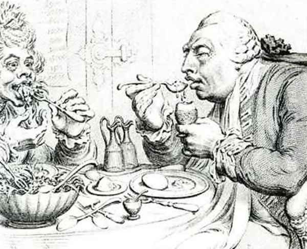 Temperance Enjoying a Frugal Meal Oil Painting by James Gillray