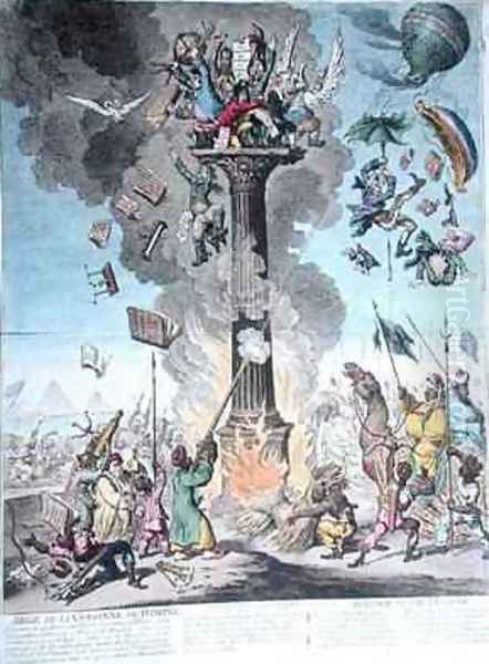 Siege de la Colonne de Pompee or Science in the Pillory Oil Painting by James Gillray