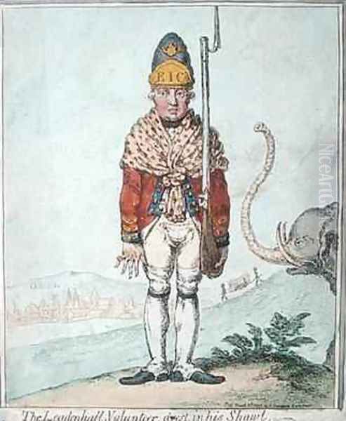 The Leadenhall Volunteer drest in his Shawl Oil Painting by James Gillray