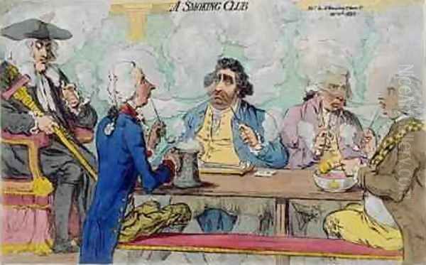 A Smoking Club Oil Painting by James Gillray