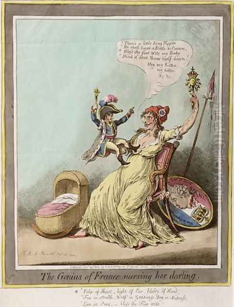 The Genius of France Nursing her Darling Oil Painting by James Gillray