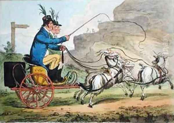 A Welch Tandem Oil Painting by James Gillray