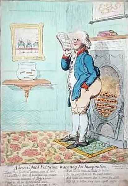 A keen sighted Politician warming his Imagination Oil Painting by James Gillray