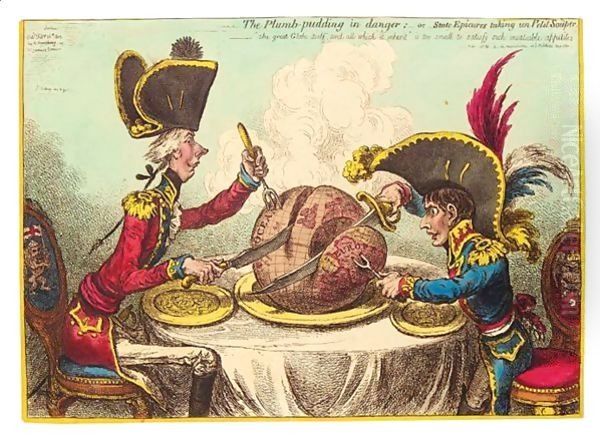 The Plum Pudding in Danger 2 Oil Painting by James Gillray