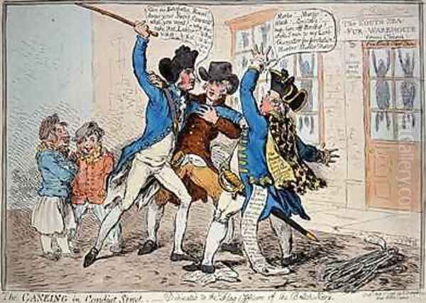 The Caneing in Conduit Street Oil Painting by James Gillray