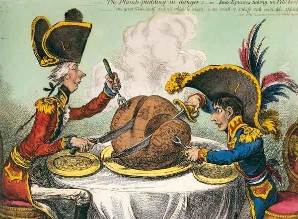 The Plum-Pudding in Danger Oil Painting by James Gillray