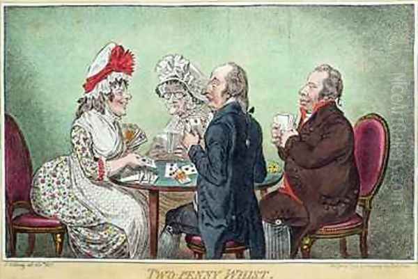 Two Penny Whist Oil Painting by James Gillray