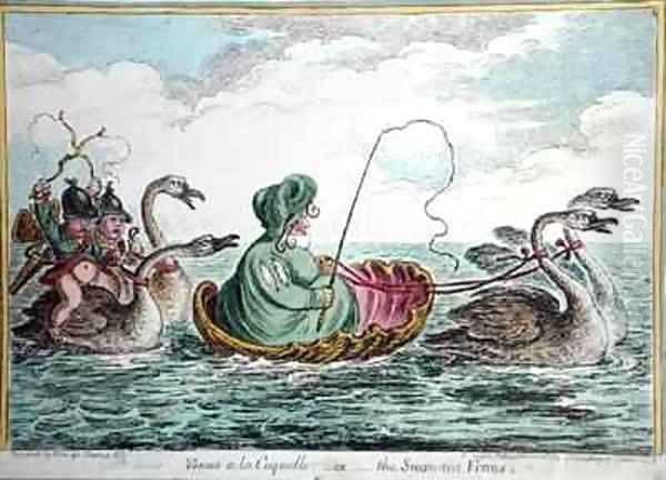 Venus a la Coquelle or The Swan Sea Venus Oil Painting by James Gillray