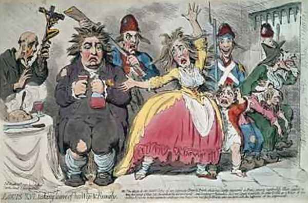 Louis XVI 1754-93 Taking Leave of his Wife and Family Oil Painting by James Gillray