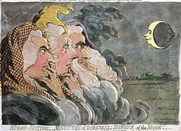 Weird Sisters Ministers of Darkness Minions of the Moon Oil Painting by James Gillray