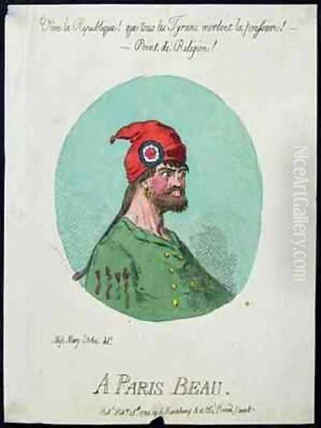 A Paris Beau Oil Painting by James Gillray