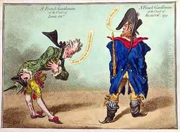 A French Gentleman of the Court of Louis XVI and a French Gentleman of the Court of Egalite Oil Painting by James Gillray