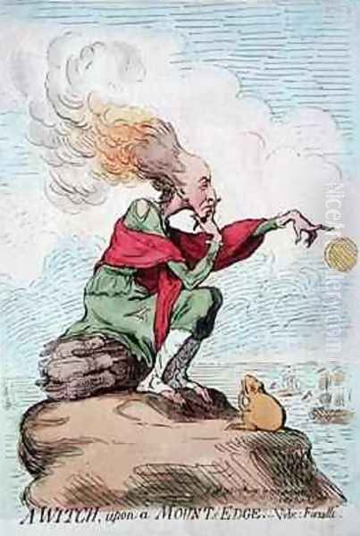 A Witch upon a Mounts Edge or Fuzelli Oil Painting by James Gillray