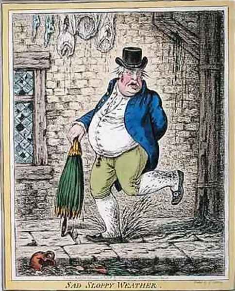 Sad Sloppy Weather Oil Painting by James Gillray