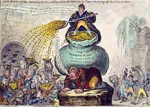 John Bull and the Sinking Fund or A Pretty Scheme for Reducing Taxes and Paying off the National Debt Oil Painting by James Gillray