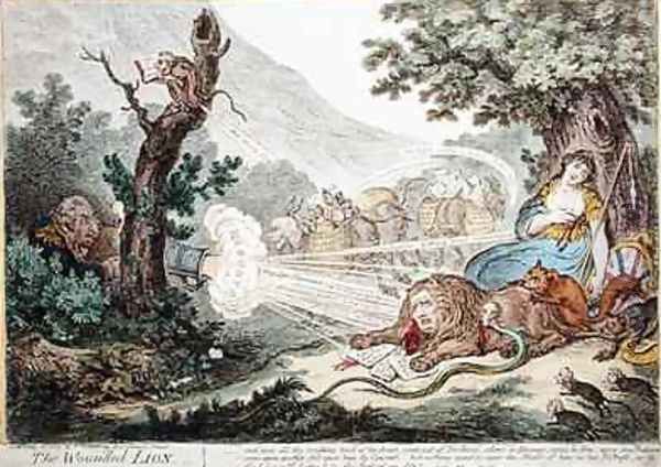 The Wounded Lion Oil Painting by James Gillray