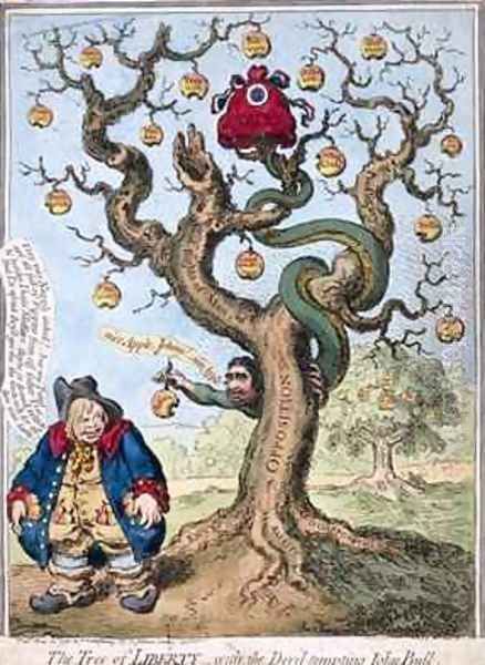 The Tree of Liberty with the Devil Tempting John Bull Oil Painting by James Gillray