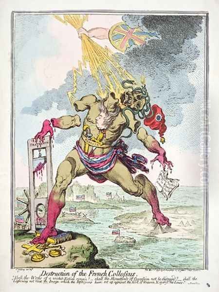 Destruction of the French Colossus Oil Painting by James Gillray