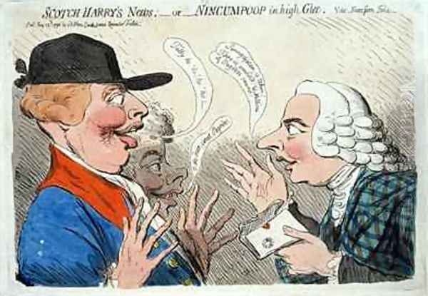 Scotch Harrys News or Nincumpoop in high Glee Oil Painting by James Gillray