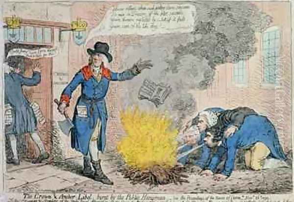 The Crown and Anchor Libel burnt by the Public Hangman Oil Painting by James Gillray