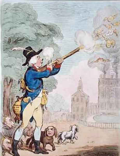 A Good Shot or Billy Ranger the Game Keeper in a fine Sporting Country Oil Painting by James Gillray