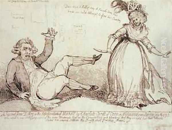 A Second Jean dArc c 1412-31 or The Assassination of Marat 1743-93 Oil Painting by James Gillray