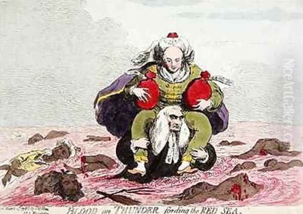 Blood on Thunder Fording the Red Sea Oil Painting by James Gillray