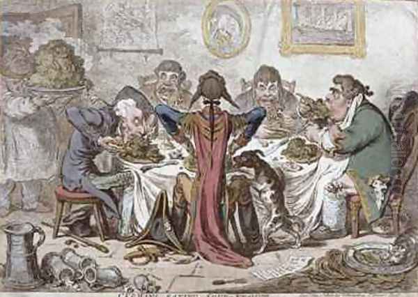 Germans Eating Sour Krout Oil Painting by James Gillray