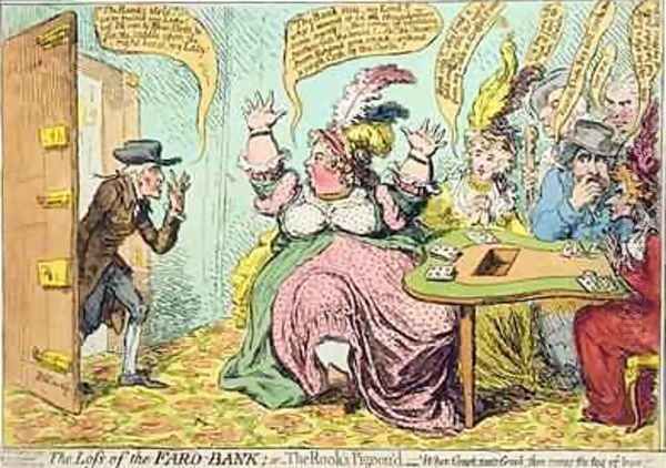 The Loss of the Faro Bank or The Rooks Pigeond Oil Painting by James Gillray