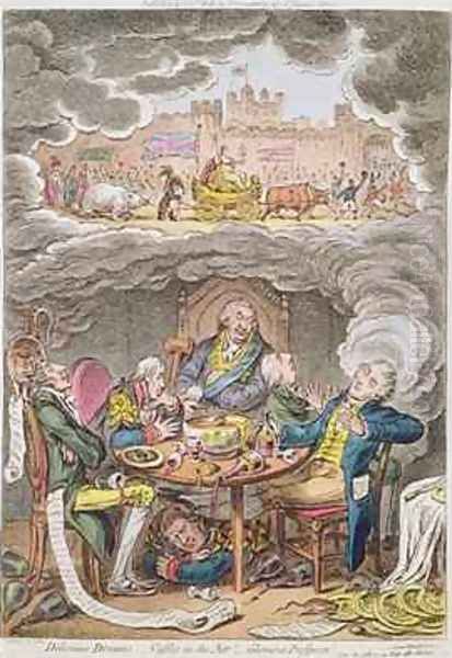 Delicious Dreams Castles in the Air Glorious Prospects vide An Afternoon Nap after the Fatigue of an Official Dinner Oil Painting by James Gillray