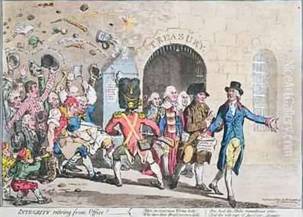 Integrity Retiring from Office Oil Painting by James Gillray