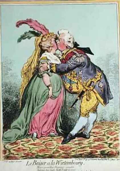 Le Baiser a la Wirtembourg 2 Oil Painting by James Gillray