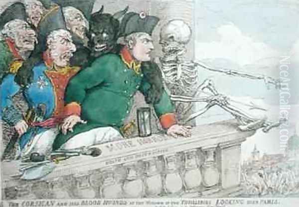 The Corsican and his Blood Hounds at the Window of the Tuilleries Looking over Paris Oil Painting by James Gillray