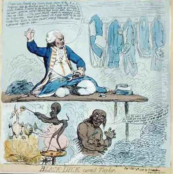 Black Dick turnd Taylor Oil Painting by James Gillray